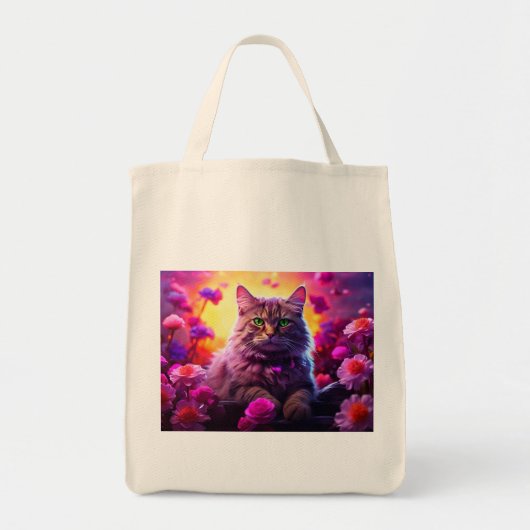 Bag with Cat Illustration Tote Bag (Voorkant)