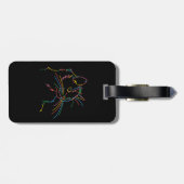 Bagage Chat psychédélique sur étiquette à bagages. Nom mo (Dos horizontal)