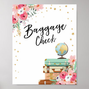 Bagage Check Sign Trevel douche Miss to Mrs Favor Poster