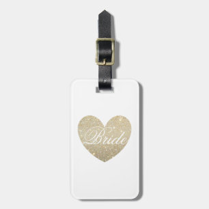 Bagage label   Glitter Heart Bride White