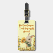 Bagage label | Knuffelkonijn met zonnebloem (Voorkant verticaal)