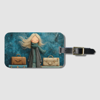 Bagage Label-Meisje en Koffers Bagagelabel