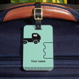 Bagage label met naamlabel en mobiele illustratie