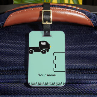Bagage label met naamlabel en mobiele illustratie