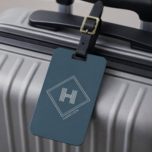 Bagage Label Moderne Geometrische Monogram Initi