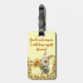 Bagage label | Schattig konijn bedrijf zonnebloem (Achterkant verticaal)