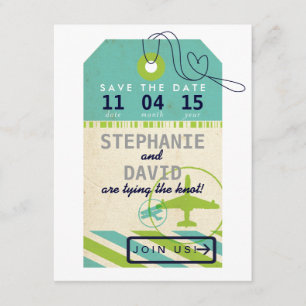 bagagelabel Airmail Destination Wedding Save Date Save The Date