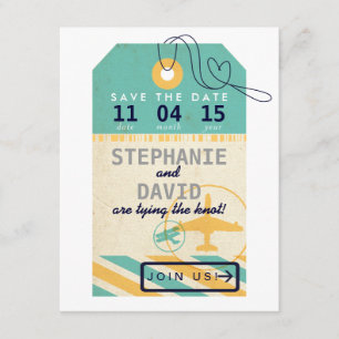 bagagelabel Airmail Destination Wedding Save Date Save The Date