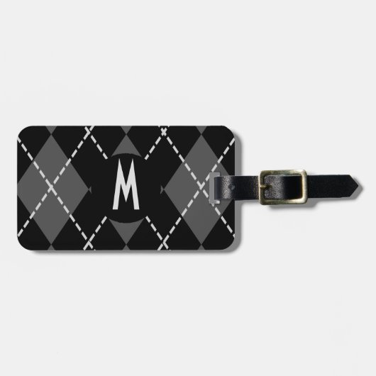 Bagagelabel Argyle Pattern Monogram (Voorkant horizontaal)