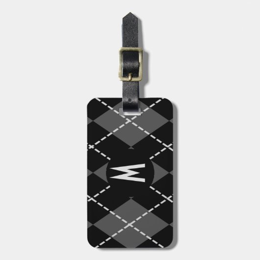 Bagagelabel Argyle Pattern Monogram (Voorkant verticaal)