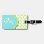  Bagagelabel Chartreuse & Aqua Monogram (Voorkant horizontaal)
