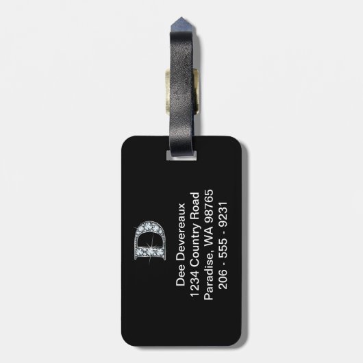 Bagagelabel D "Diamond Bling" (Achterkant verticaal)