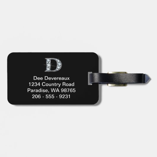 Bagagelabel D "Diamond Bling" (Achterkant horizontaal)