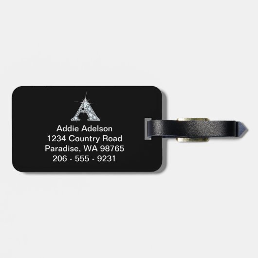 Bagagelabel "Diamond Bling" (Achterkant horizontaal)