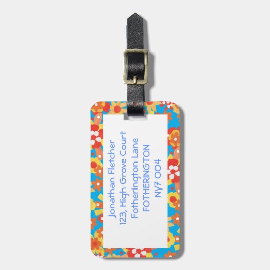 bagagelabel, Ditzy Oranje Floral Pattern Bagagelabel (Voorkant verticaal)