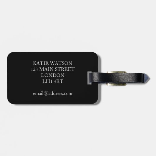 Bagagelabel Gold en zwarte Wereldkaart (Achterkant horizontaal)