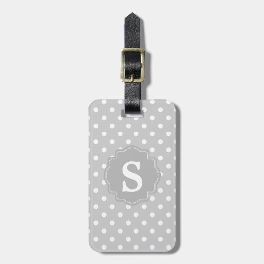 Bagagelabel grijze en witte poka Dot Monogram (Voorkant verticaal)