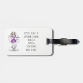 bagagelabel Illustratie Mode meisje en katje (Achterkant horizontaal)