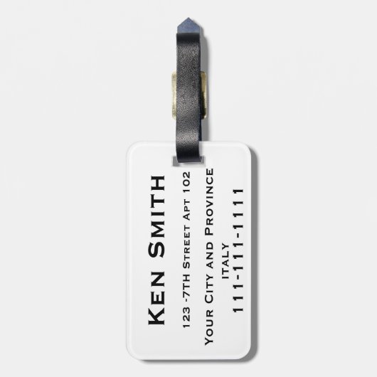 bagagelabel italië (Achterkant verticaal)