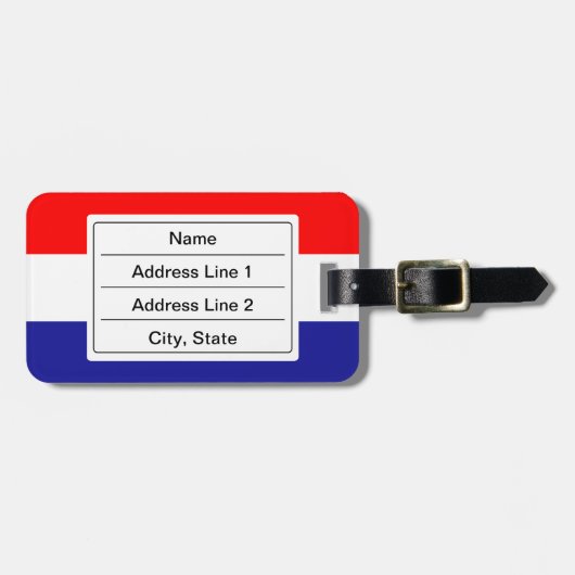 Bagagelabel Kroatische vlag (Voorkant horizontaal)