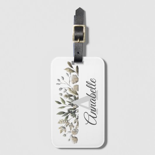 Bagagelabel met botanische bladeren (Voorkant (verticaal))