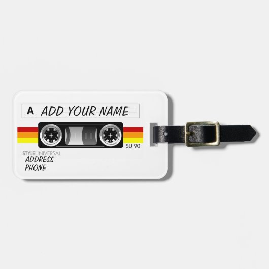 Bagagelabel met cassettebandetiket (Voorkant horizontaal)