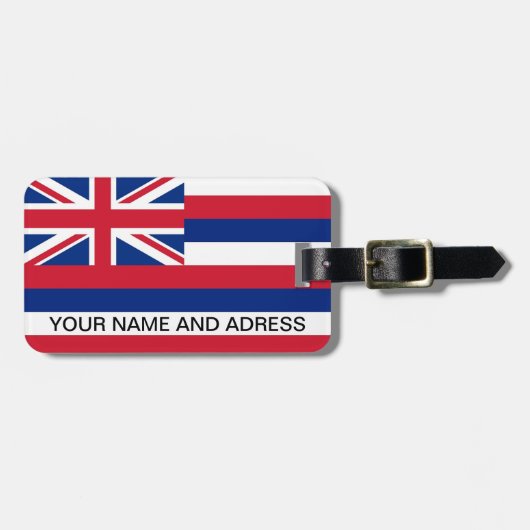 Bagagelabel met de vlag van Hawaii, VS (Voorkant horizontaal)