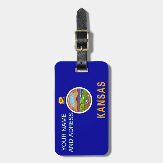 Bagagelabel met de vlag van Kansas, VS (Voorkant verticaal)
