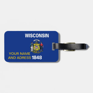Bagagelabel met de vlag van Wisconsin, VS