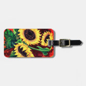 Bagagelabel met drie zonnebloemen - Schilderen (Voorkant horizontaal)