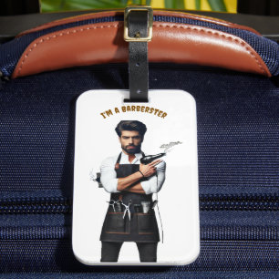 *bagagelabel met een kapper thema, bagagelabel