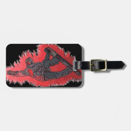 Bagagelabel met een rode explosie-snowboarder