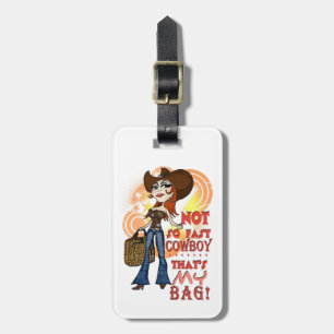 Bagagelabel met een saaie houding