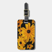 Bagagelabel met gele zwarte verouderde Susan Flowe (Voorkant verticaal)