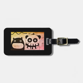 Bagagelabel met lederen band HAPPY MONSTERS
