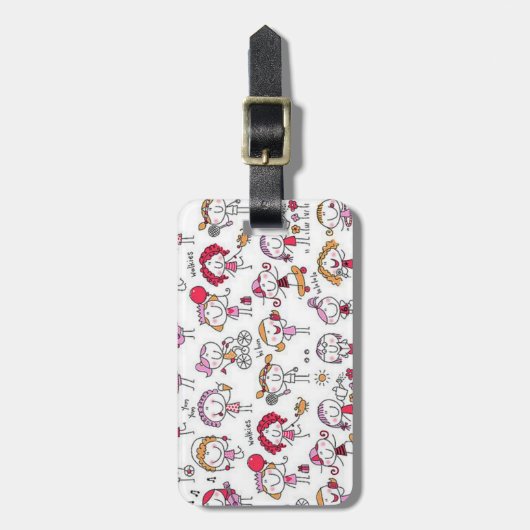 Bagagelabel met lederen riem (Voorkant verticaal)