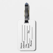 bagagelabel met lederen riem -"Ik verbleef in kame (Achterkant verticaal)