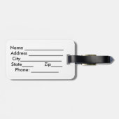 bagagelabel met lederen riem -"Ik verbleef in kame (Achterkant horizontaal)