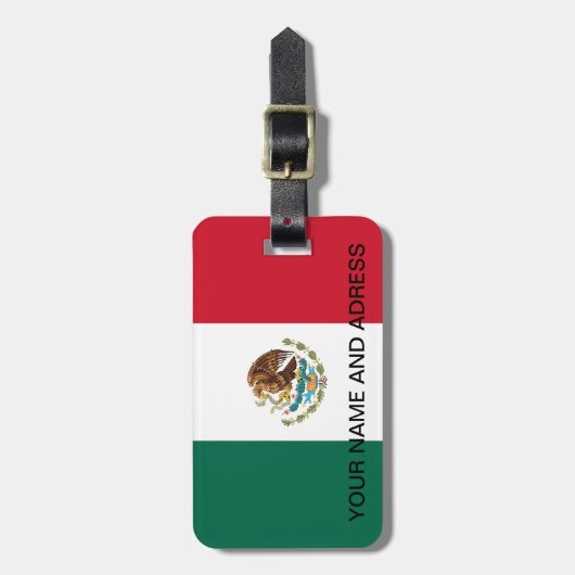 Bagagelabel met Mexicaanse vlag (Voorkant verticaal)