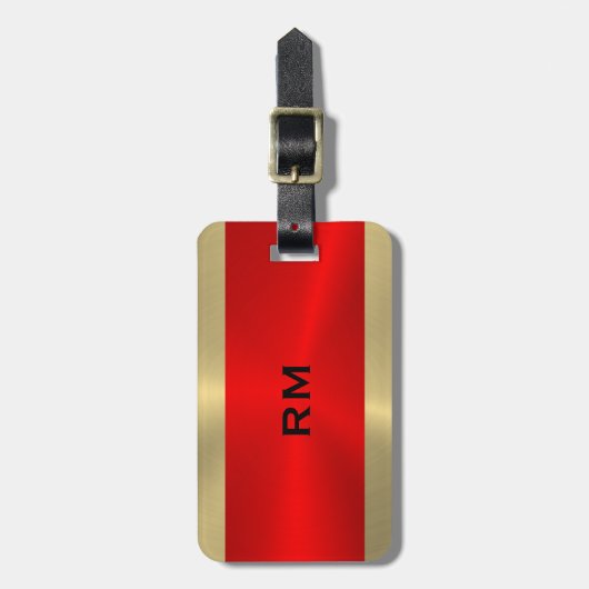 Bagagelabel met rood en goudgeometrisch ontwerp (Voorkant verticaal)