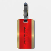 Bagagelabel met rood en goudgeometrisch ontwerp (Achterkant verticaal)
