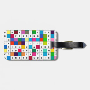 bagagelabel met Spaans Months Crossword Design