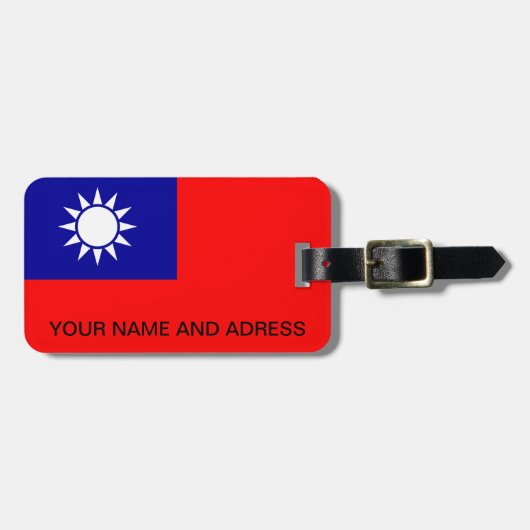 Bagagelabel met Taiwanese vlag (Voorkant horizontaal)
