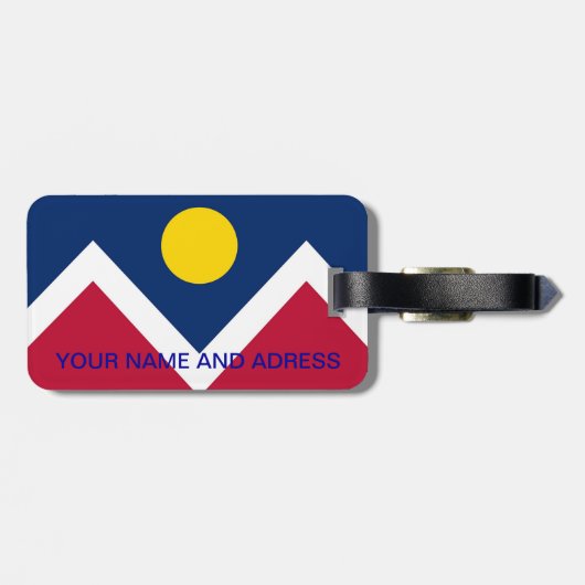 Bagagelabel met vlag van Denver, Colorado (Achterkant horizontaal)