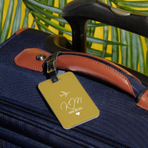 Bagagelabel Monogram Vliegtuig Dusty Mustard