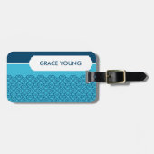 BAGAGELABEL: patterned rosette aqua + marine Bagagelabel (Voorkant horizontaal)