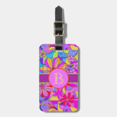 Bagagelabel Retro Flowers (Voorkant verticaal)