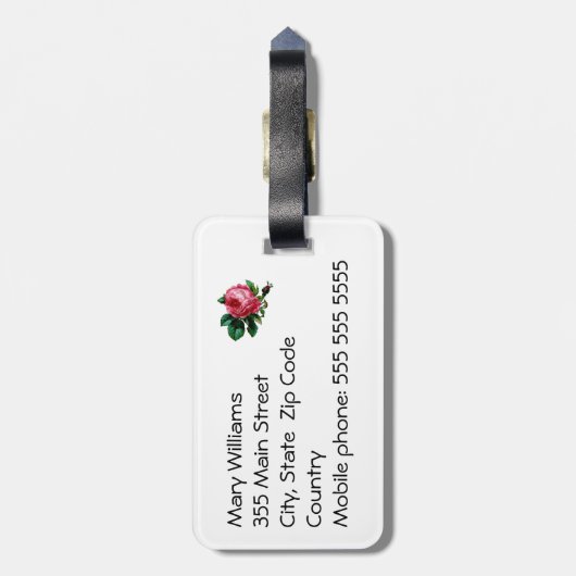 Bagagelabel Roos (Achterkant verticaal)