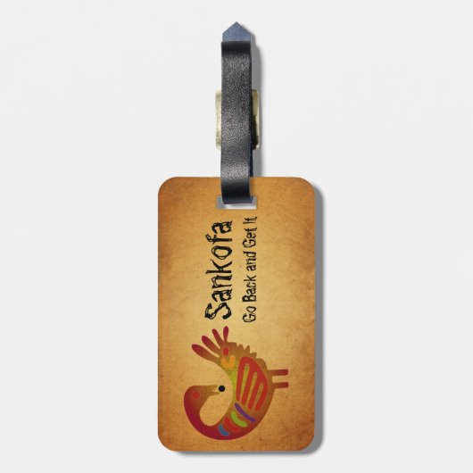 Bagagelabel Sankofa ~ Parchment (Achterkant verticaal)