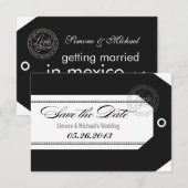 Bagagelabel Save the Dates klassiek zwart + wit Date (Voorkant / Achterkant)